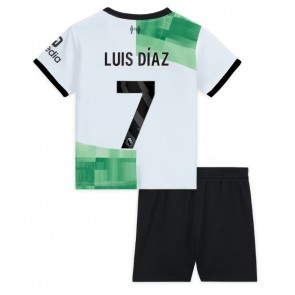 Liverpool Luis Diaz #7 Koszulka Wyjazdowych Dziecięca 2023-24 Krótki Rękaw (+ Krótkie spodenki)